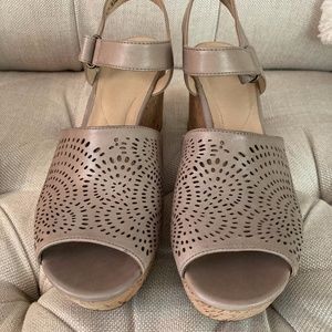 Beautiful Clarks wedge platform sandals